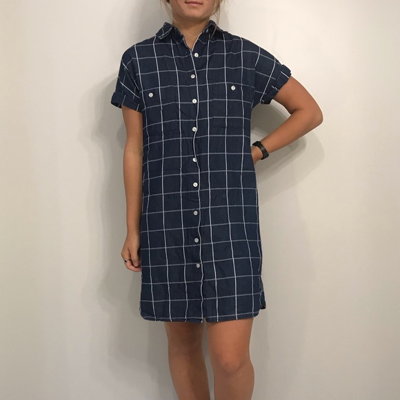 DENIM DRESS WITH GINGAM/STRIPED PATTERN!! - Picture 2 of 3